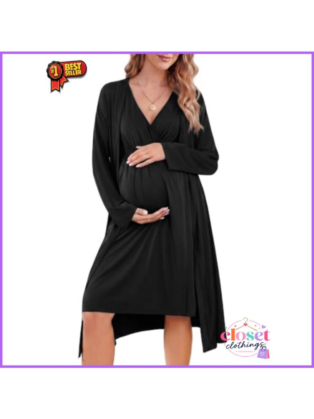 Maternity Nursing Gown and Robe Set Labor Delivery Hospital Postpartum
